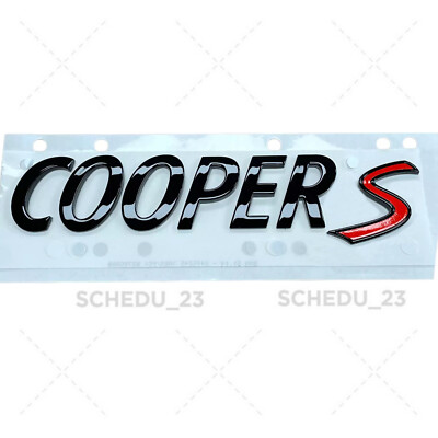 OE MINI Cooper S Gloss Black Emblem Badge Chrome Logo Clubman R53 R56 F56