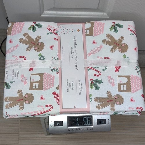 Cupcakes and Cashmere Pastel Pink Gingerbread Christmas Kitchen Tablecloth 60x84 - Picture 9 of 10