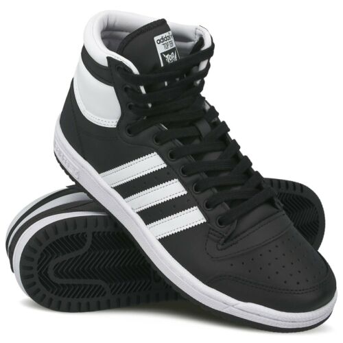 adidas Originals Top Ten Black Retro Basketball Shoes High Top Trainers Men Size - Picture 1 of 6