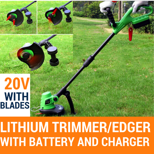 20V Lithium Grass Trimmer Lawn Grass Edge Brush Cutter w/ Blade & Wheels - Picture 5 of 5