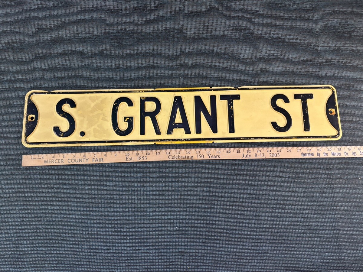 Vtg S GRANT ST Street/Road Sign 32 