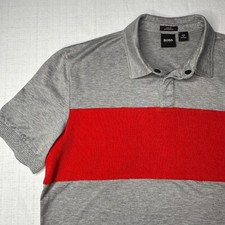Hugo Boss Polo Slim Fit Men's L Grey w/ Red Stripe Slim Fit Mercerised