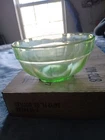 Pillar Optic Green Depression Glass Mixing Bowl Anchor Hocking Old Vintage