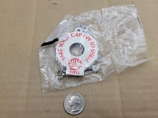 Shell Gasoline New Bottle Can Opener Vintage Keychain Key Chain Ring Tether Loop