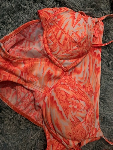 Rare Posing Vintage Padded B Sunsets Neon Hi Bikini Bold Neon Sexy Swimsuit L - Picture 2 of 12