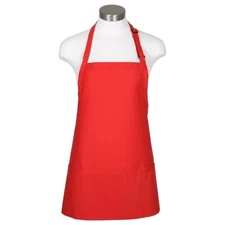 3 Pocket Bib Apron Fame F10 Mid Bib Short Style Apron, RED, Blank apron
