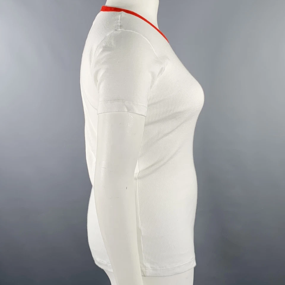 Camiseta WALTER VAN BEIRENDONCK Talla XXL Blanca Roja Algodón Acanalado Timbre Foto 3 de 4