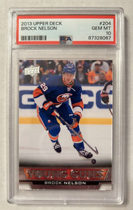 Brock Nelson 2013-14 Upper Deck Young Guns #204 RC Rookie K766 PSA 10