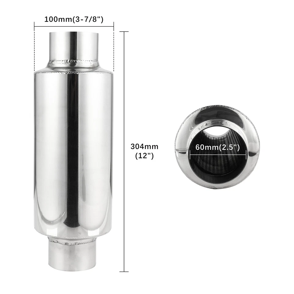 Pair 2.5" In/Out 12"L Exhaust Muffler Resonator Stainless Steel For Lexus IS250 - Image 3 of 4