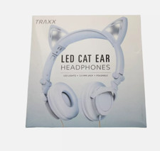 Kids Headphone On-Ear Wired LED Light Foldable Cat Ears Headsets