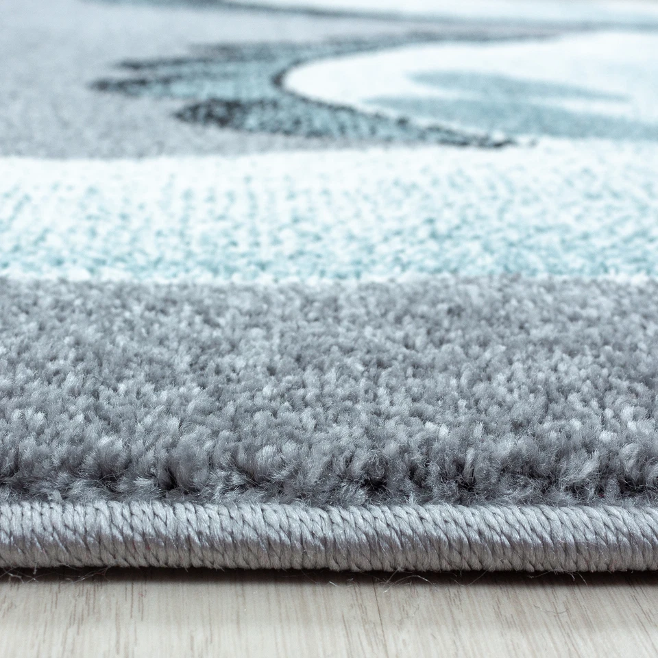 Kurzflor Kinderteppich Dino Wolke Kinderzimmer Babyzimmer Teppich Soft Grau Blau - Bild 3 von 4