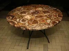 petrified wood coffee table, Round Coffee Table Mid Century Center Side Table