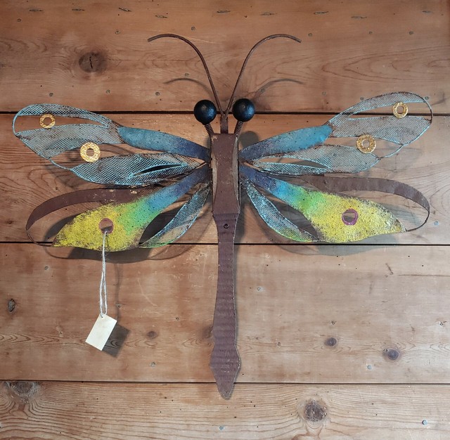 DRAGONFLY 3D Metal Wall Art Garden Sculpture HUGE DRAGONFLY 25" Rustic