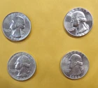 $1 Face Count of Four 90% Silver Washington Quarters BU 1957-1964