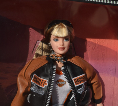 Harley Davidson Barbie doll blond zip Jacket Helmet Mattel 1999