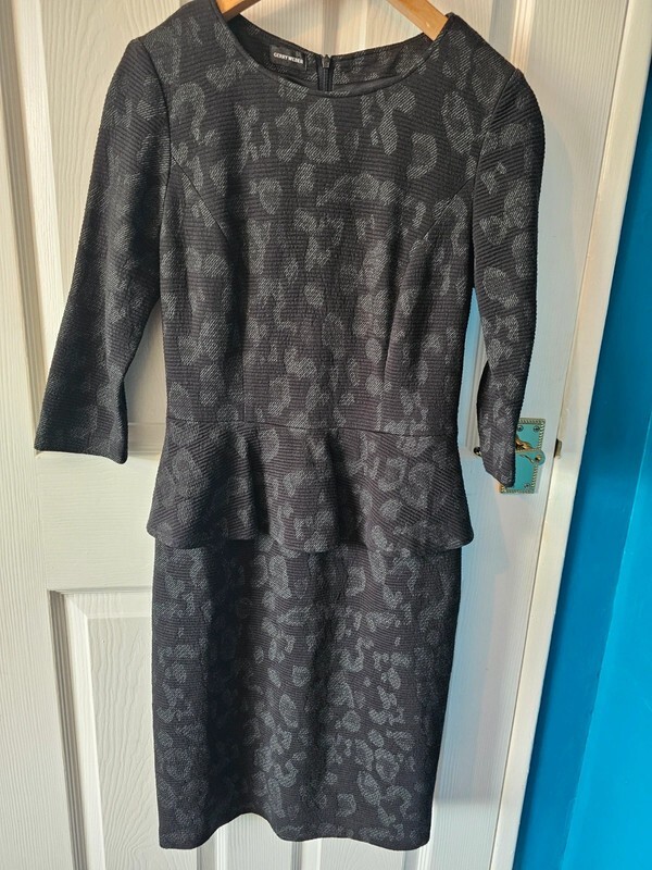 Gerry Weber Black Jacquard Peplum Dress Subtle Animal Print | eBay UK Gerry Weber Black Jacquard Peplum Dress Subtle Animal Print | eBay UK