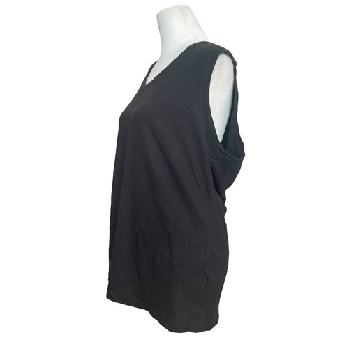 Norma Kamali Women's Tank Top Black XL Organic Cotton V-Neck Capsule Minimalist - Picture 2 of 7