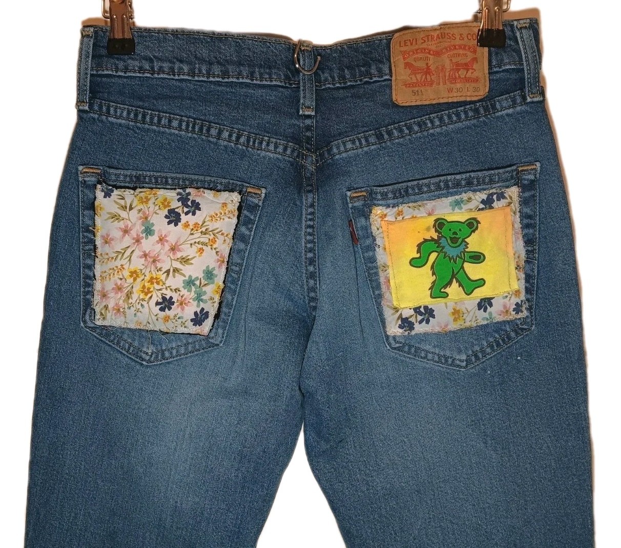 Patchwork Levi's 511 Jeans Grateful Dead Dancing … - image 1