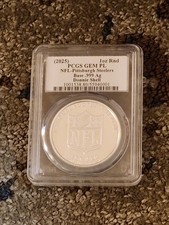 Auto 2025 NFL Pittsburgh Steelers Donnie Shell 1 oz .999 Silver Round PCGS 