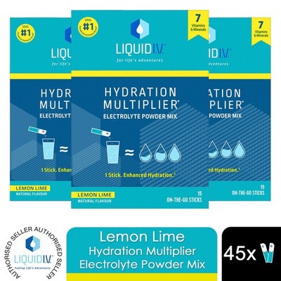 Liquid I.V. Zitrone Limette Hydration Multiplikator Elektrolyt Pulver Mix, 45 Beutel