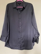 Banana Republic Parker Dark Gray Satin Button Down Shirt Size Midium
