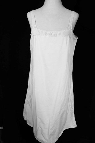 Antique Edwardian-1920's French White Cotton Slip With Crochet Med Exc Condition