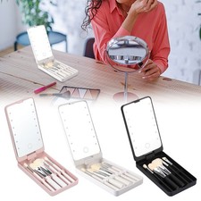 Travel Makeup Brush Set With LED Light Mirror, Travel Makeup Brush Set POY