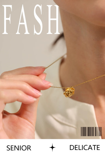 Stainless Steel Flower Pendant Necklace 18K Gold Tone Chain Women Jewelry - Picture 8 of 16