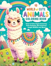 World of Cute Animals Coloring Book for Kids Ages 4-8: Easy-to-Color Pages F...