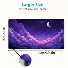 1pc Large-sized Esports Gaming Mouse Pad, Pixel Art Style Purple Night Starry