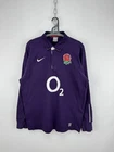 Vintage Nike England Rugby Shirt O2 Purple Long Sleeve Polo Jersey Mens Size L