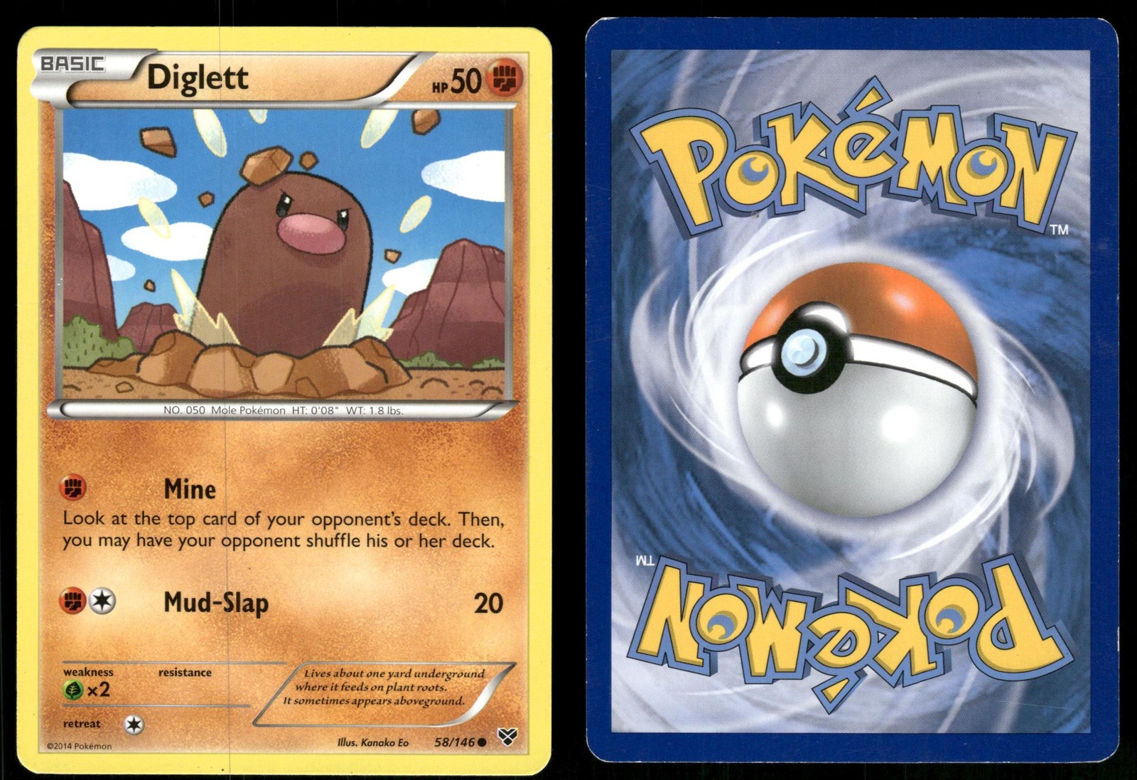 Diglett 58 LIGHTLY PLAYED XY 146 Pokemon
