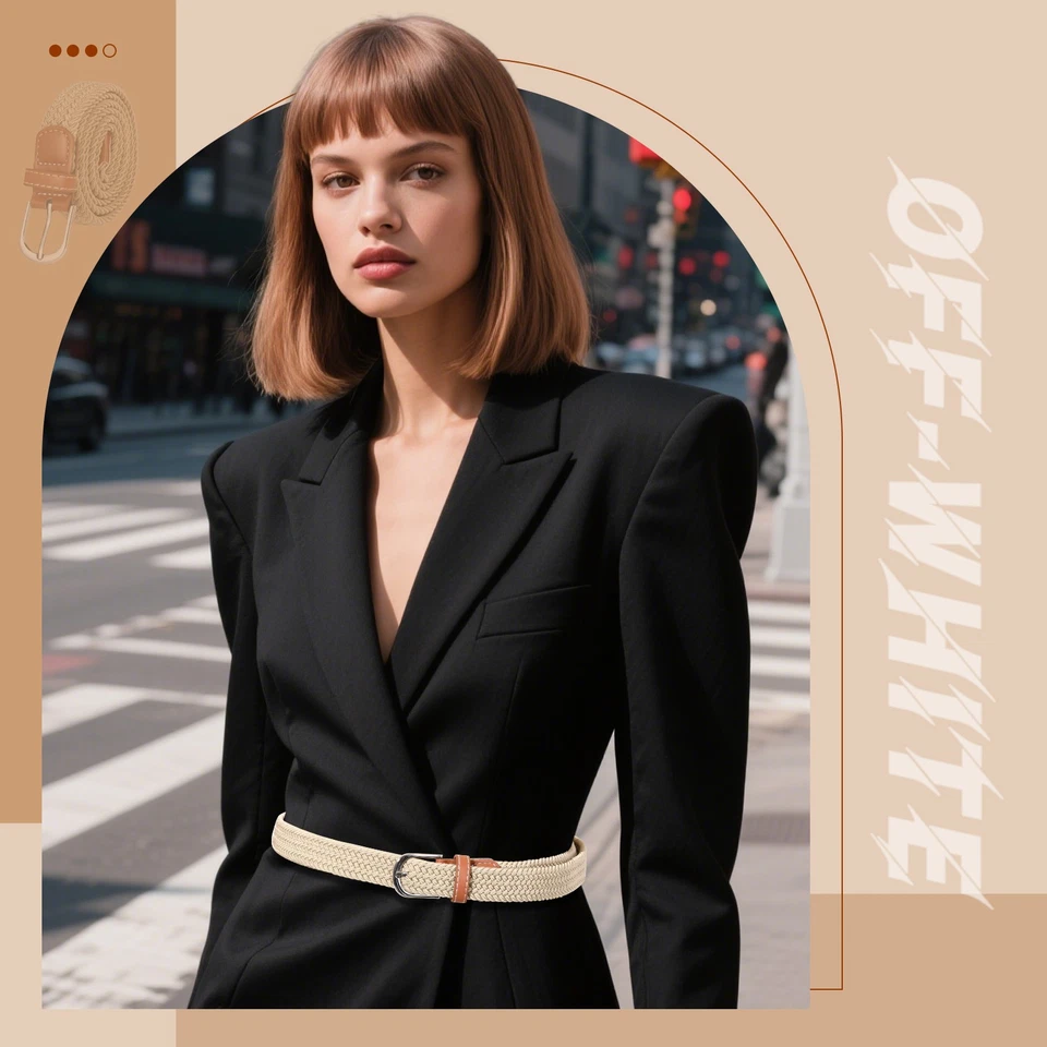 3PCS Braided Belt Women Stretch Woven Belts for Golf Elastic Casual Jeans Shorts - Image 3 of 4