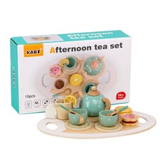 Children's Home Afternoon Tea Desserts Cake Sales Teapot Cups Tea Set Wooden Chr