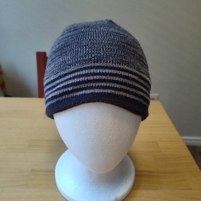 Tek Gear Beanie Adult One Size Gray Stripe Knit Lined Acrylic Poly