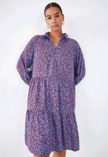 Hush "Lena" Mini Dress UK 10 Womens Burgundy & Blue Ditsy Floral Print.
