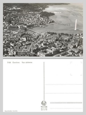Alte Postkarte - Luftaufnahme Genf Schweiz Wahrzeichen Stadt UNBESPIELT
