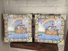 Jim Shore Hardwood Creek Noah  s Ark Canvas Wall Hangings 2013 Set Of 2 New