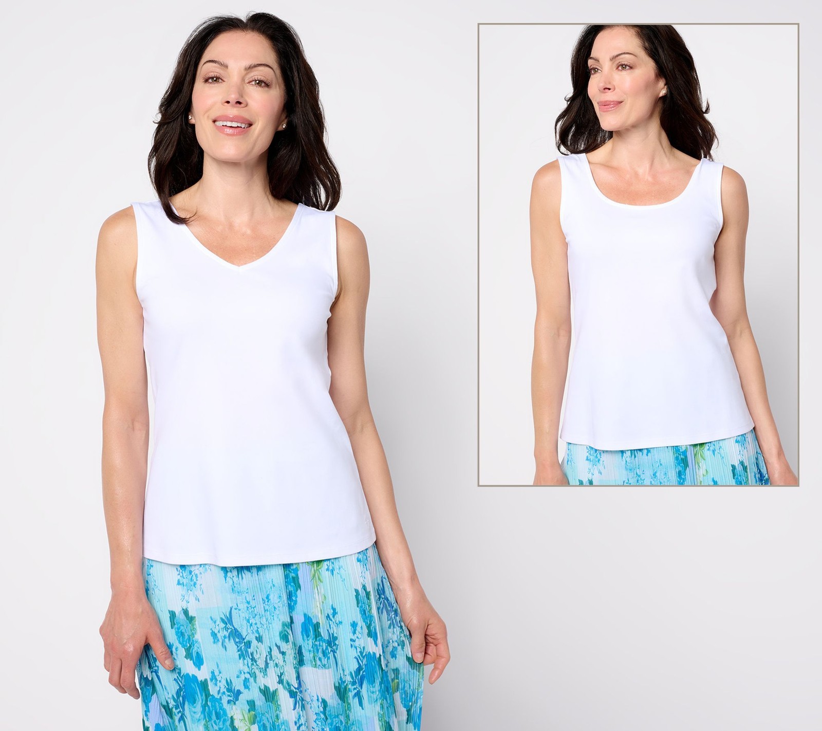 Isaac Mizrahi Live! Women's Top Sz L Essentials Micro Pima Rib White A689462