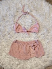 Y2K Terry Cloth Pink Bikini Set Sz S W/skirt ...