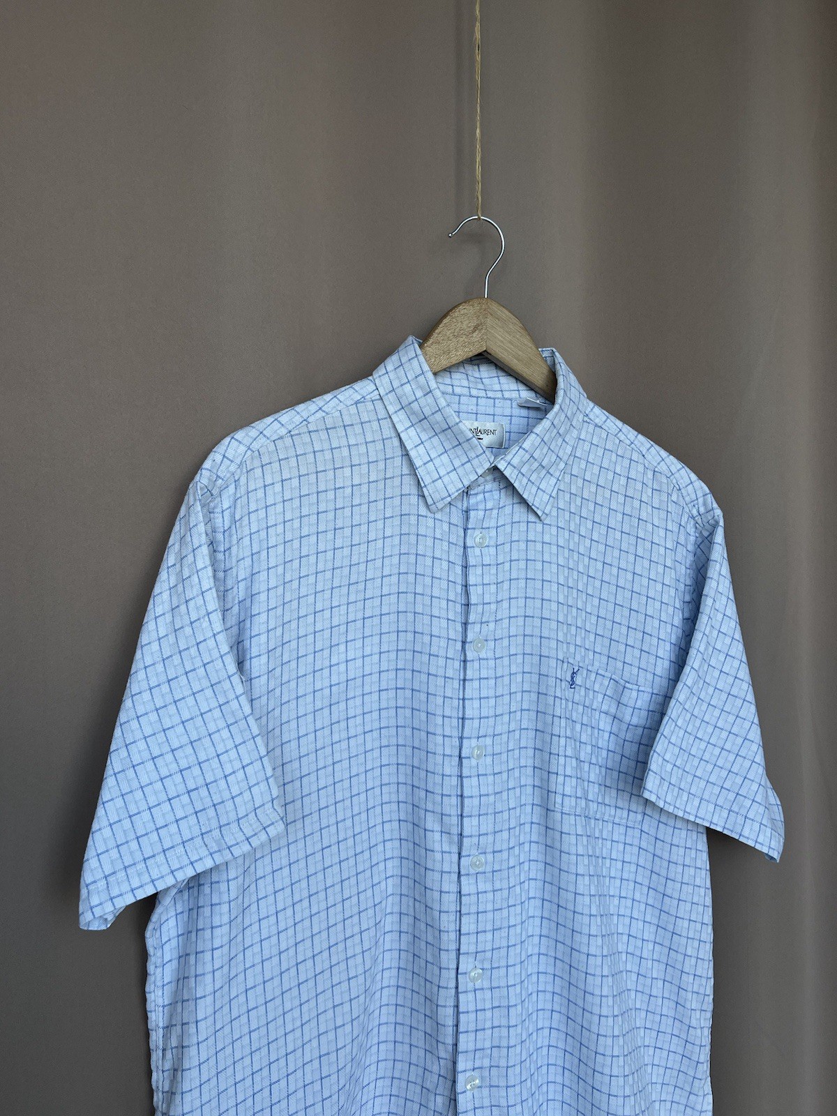 Camicia uomo Yves Saint Laurent bottoni a quadri taglia XL YSL vintage manica lunga