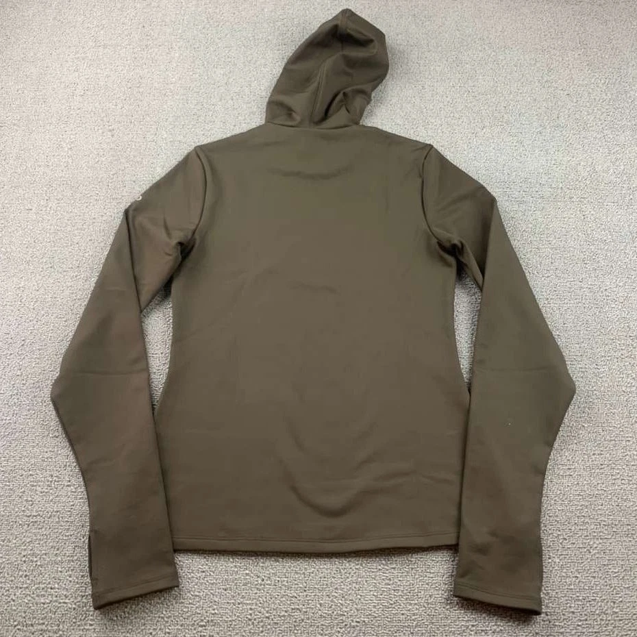 Top de corredor Alo Airlift invierno cálido con capucha marrón medio manga larga W3735R Foto 2 de 4