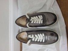 Bambi Metallic Grey Faux Leather Size 6 Women Sneakers