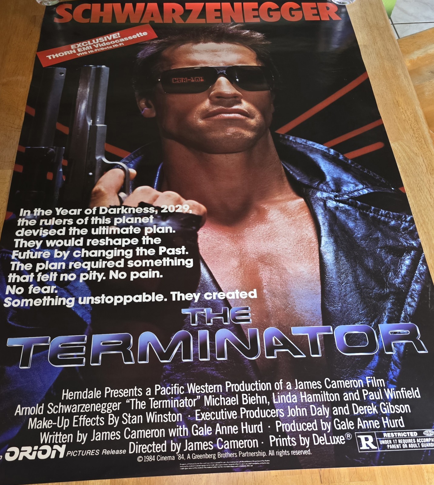 Vintage Original 1984 Terminator  With Arnold Schwarzeneger  Promo Movie Poster