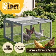 i.Pet Chicken Coop Large Portable Wooden Rabbit Hutch Outdoor Hen House 110cm