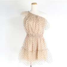 GUCCI One Shoulder Swiss Dot Tulle Mini Dress 40 Fashion Clothes Dress Womens E