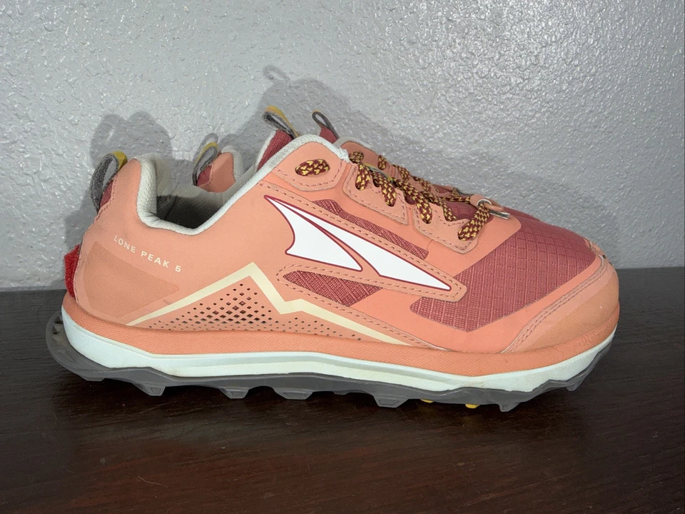 Altra Lone Peak 5 Womens Size 8.5 Shoes Rose Coral Pink Trail Running Sneakers - Image 3 of 4