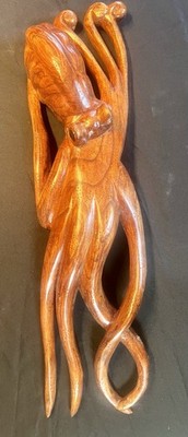 Large Hand Carved Wall Octopus Wood Sculpture/Carving