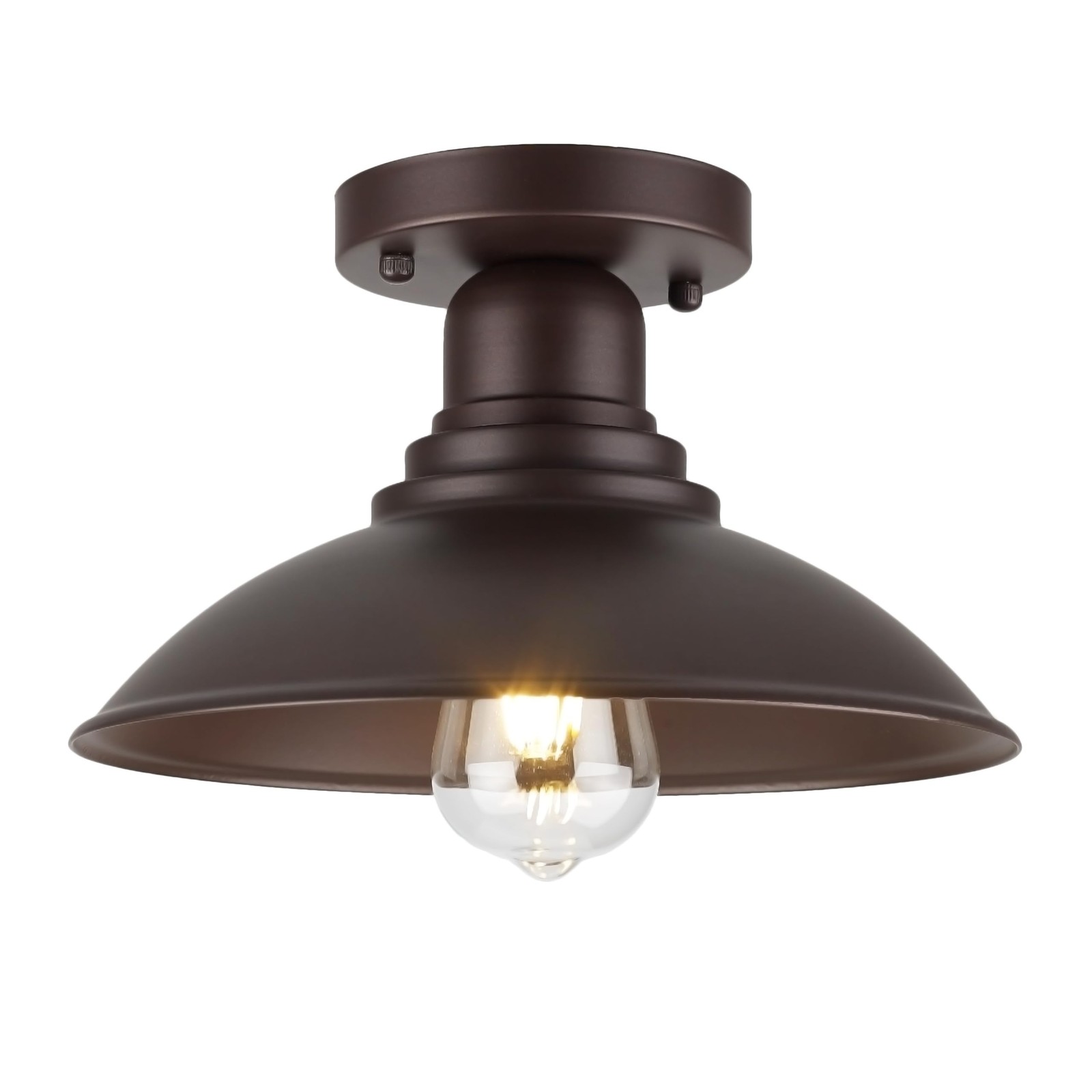 Oil Rubbed Bronze Farmhouse Semi Flush Mount Outdoor Ceiling Light Fixture in Metal Design