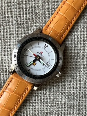 Rare Men s Breil Swiss Made Automatic Steel Compass Watch 146 3 ATM Running 